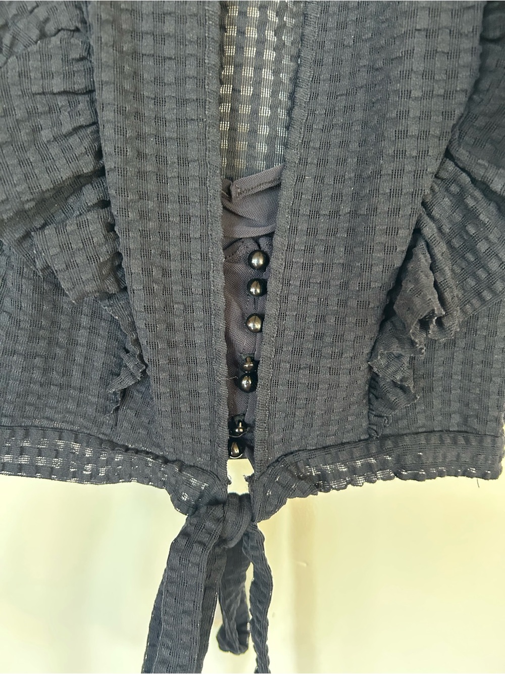 Maeve Cropped Ruffle Mesh Top - Picture 9 of 9